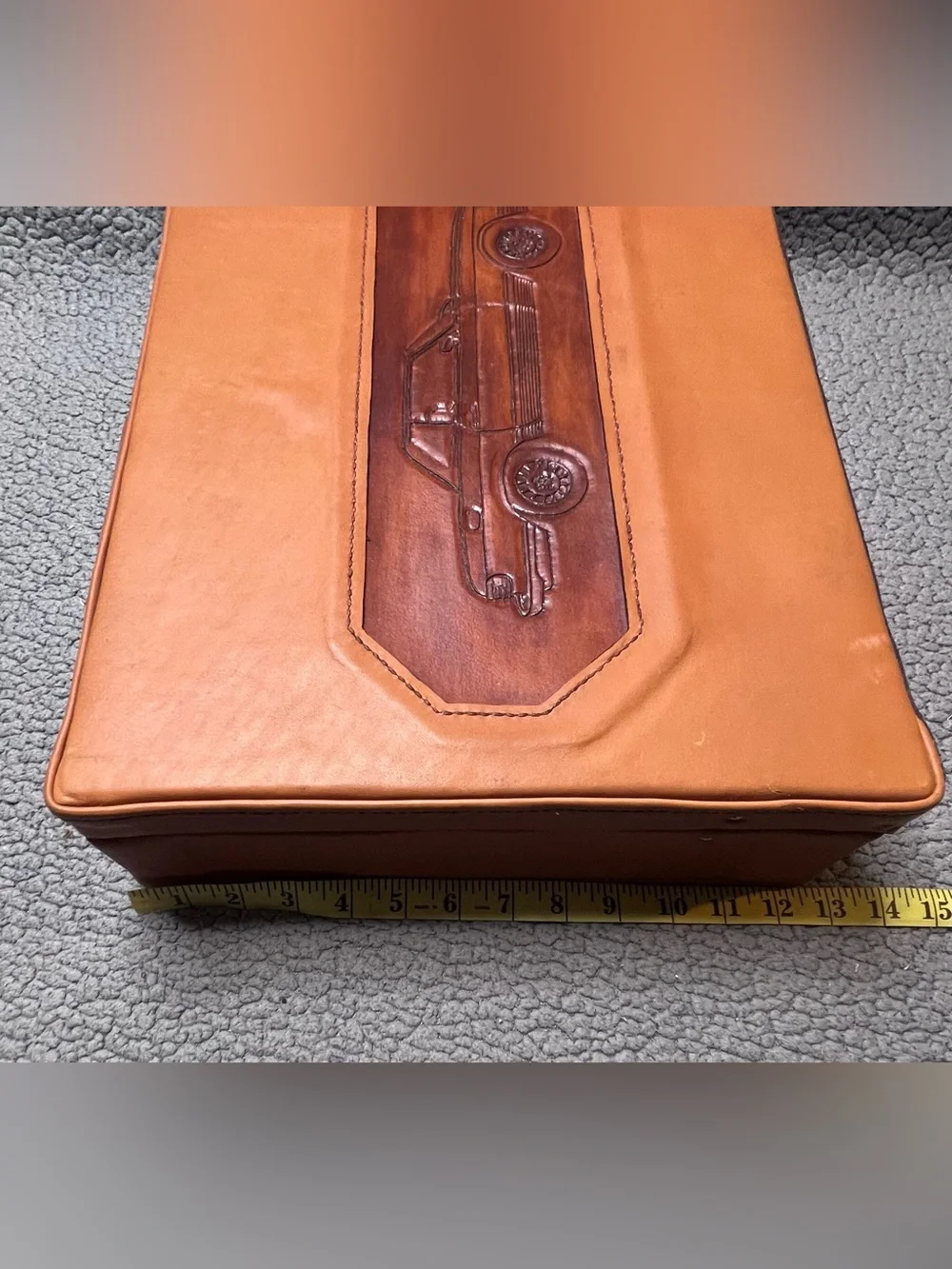 Vintage Custom Mercedes-Benz R107 SL-Class Design Leather Briefcase Brown 20 In